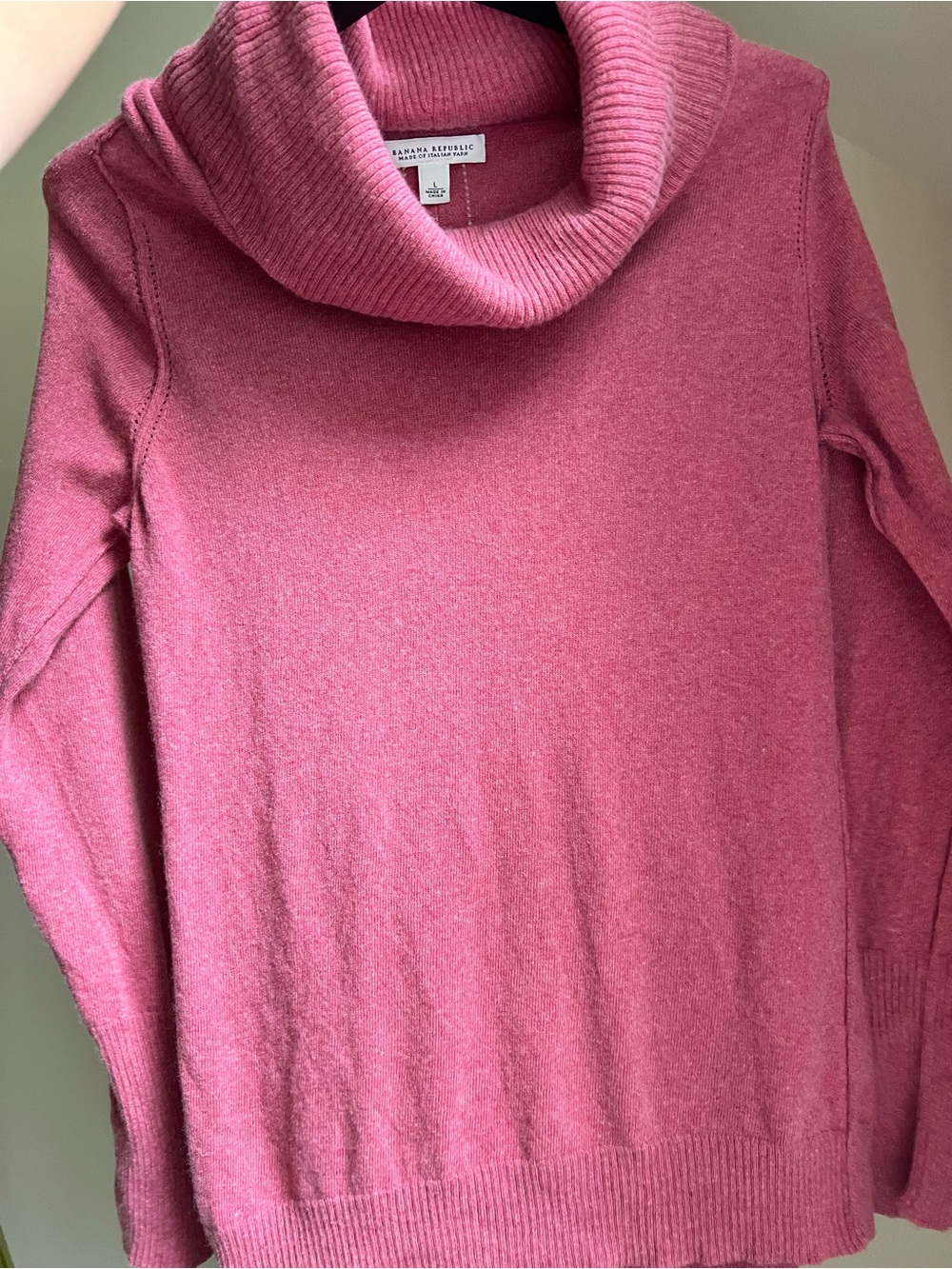 Banana Republic Pink Double Cowl Neck Sweater Italian Yarn incl wool & cashmere
